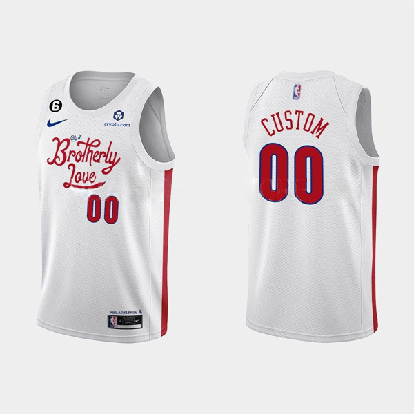 Men's Philadelphia 76ers Active Player Custom 2022-23 White City Edition With NO.6 Patch Stitched Basketball Jersey